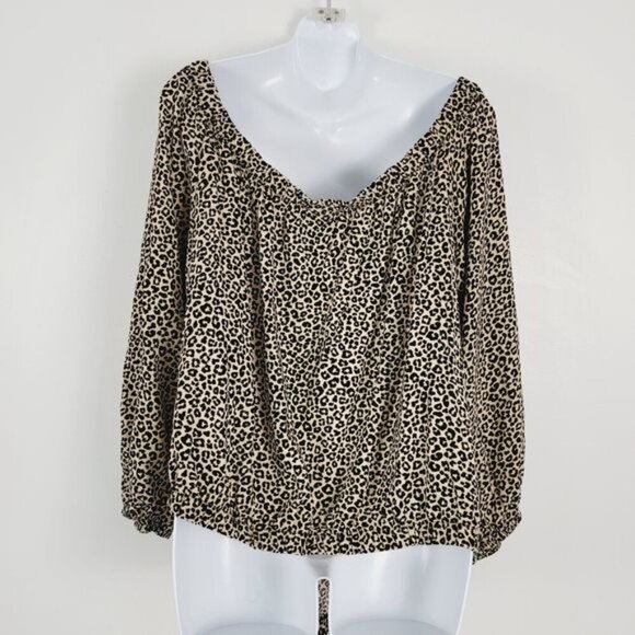 Rayon‎ Animal Leopard Print Tie Front Plus Size Blouse 3X - Picture 6 of 9